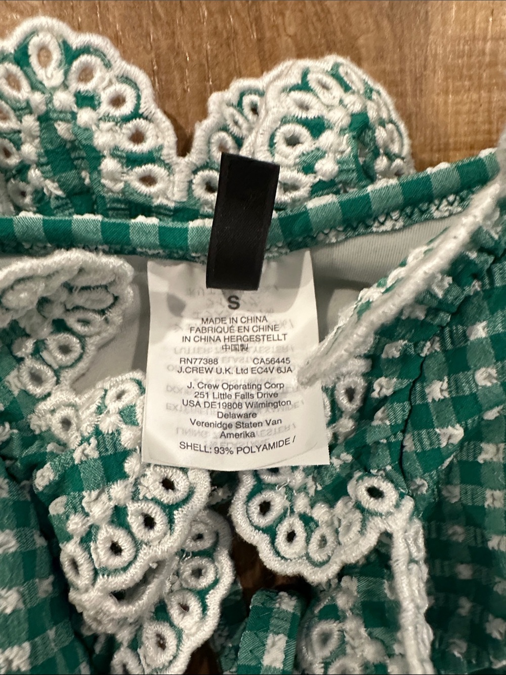 J Crew Womens Green Gingham Ruffle Two-Piece High Waisted Swim Set Size Small - Picture 9 of 10